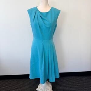 Calvin Klein Womens Dress Blue Aqua Sleeveless Pleated Bodice Knee Length Size 6